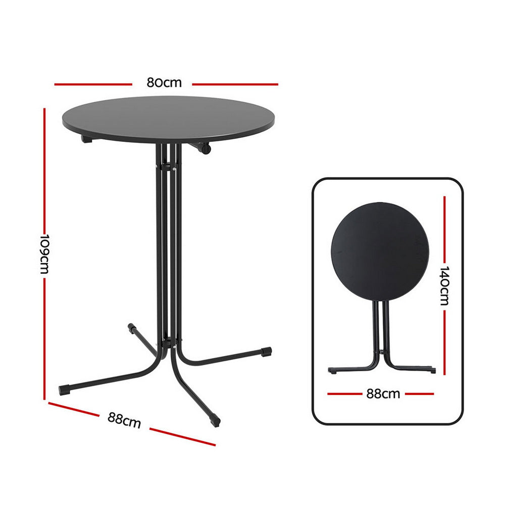 Table & Bar Stools: Gardeon Outdoor Bar Table Round Folding Desk Top 109cm Patio Furniture Black
