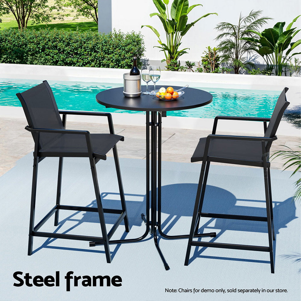Table & Bar Stools: Gardeon Outdoor Bar Table Round Folding Desk Top 109cm Patio Furniture Black