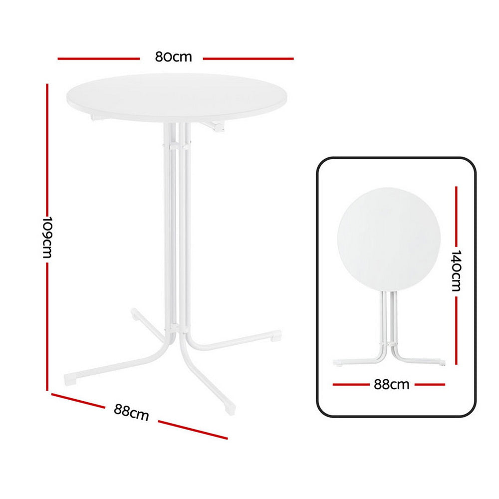 Table & Bar Stools: Gardeon Outdoor Bar Table Round Folding Desk Top 109cm Patio Furniture White