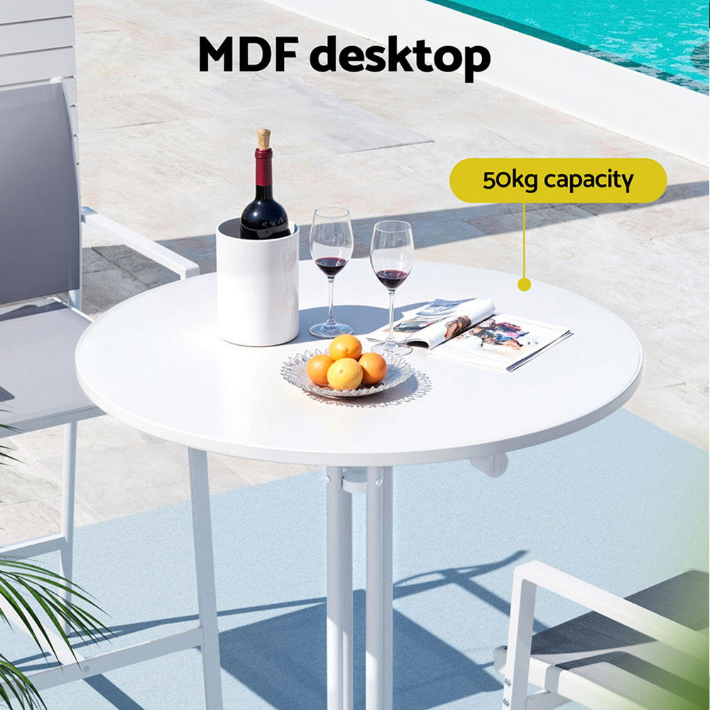 Table & Bar Stools: Gardeon Outdoor Bar Table Round Folding Desk Top 109cm Patio Furniture White