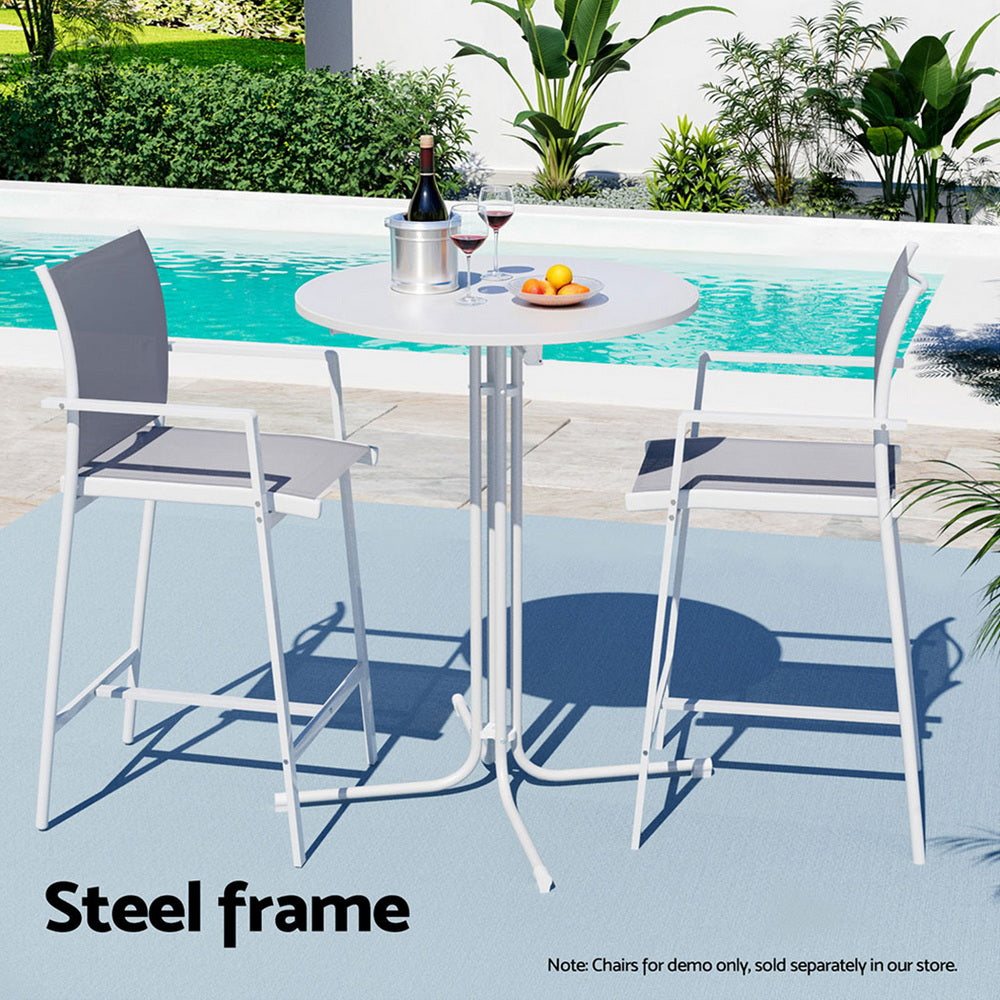Table & Bar Stools: Gardeon Outdoor Bar Table Round Folding Desk Top 109cm Patio Furniture White