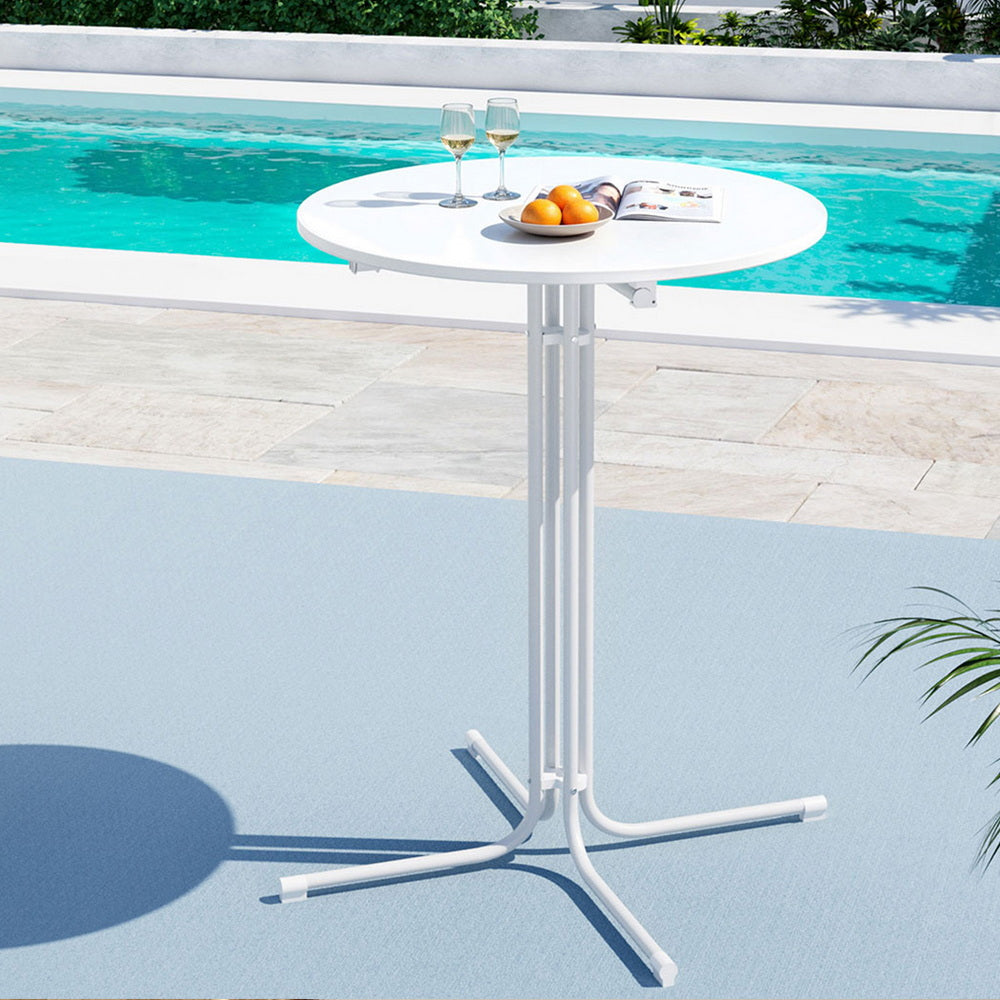 Table & Bar Stools: Gardeon Outdoor Bar Table Round Folding Desk Top 109cm Patio Furniture White