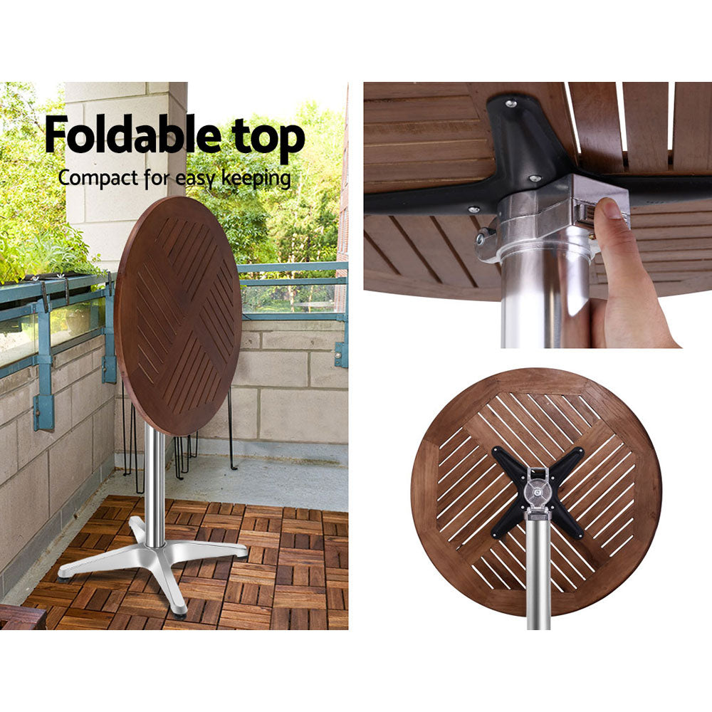 Outdoor Chairs: Gardeon Outdoor Bar Table Wooden Cafe Table Aluminium Pole Round