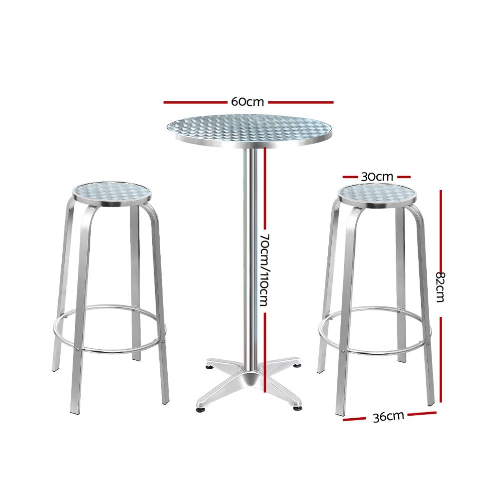 Outdoor Dining Sets: Gardeon 3-Piece Outdoor Bar Set Bistro Table Stools Adjustable Round Cafe