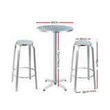 Outdoor Dining Sets: Gardeon 3-Piece Outdoor Bar Set Bistro Table Stools Adjustable Round Cafe