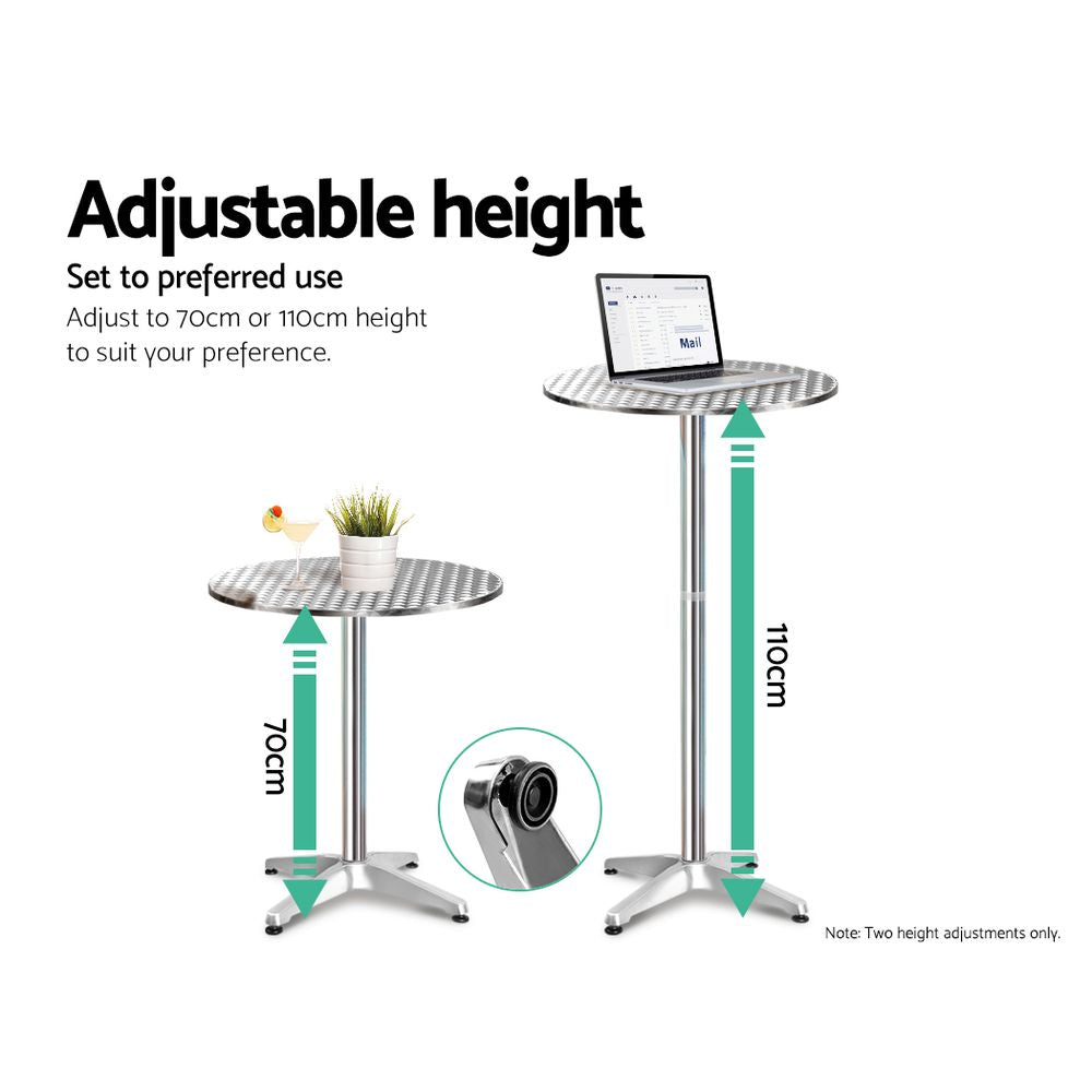 Outdoor Dining Sets: Gardeon 3-Piece Outdoor Bar Set Bistro Table Stools Adjustable Round Cafe