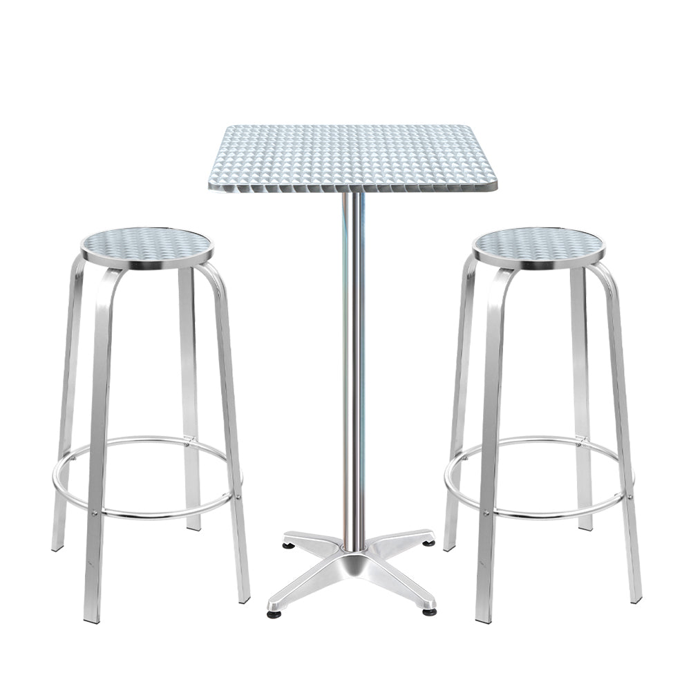 Table & Bar Stools: Gardeon 3-Piece Outdoor Bar Set Bistro Table Stools Adjustable Square Cafe