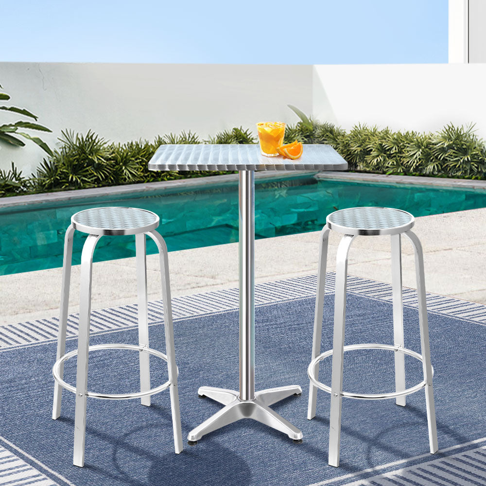 Table & Bar Stools: Gardeon 3-Piece Outdoor Bar Set Bistro Table Stools Adjustable Square Cafe