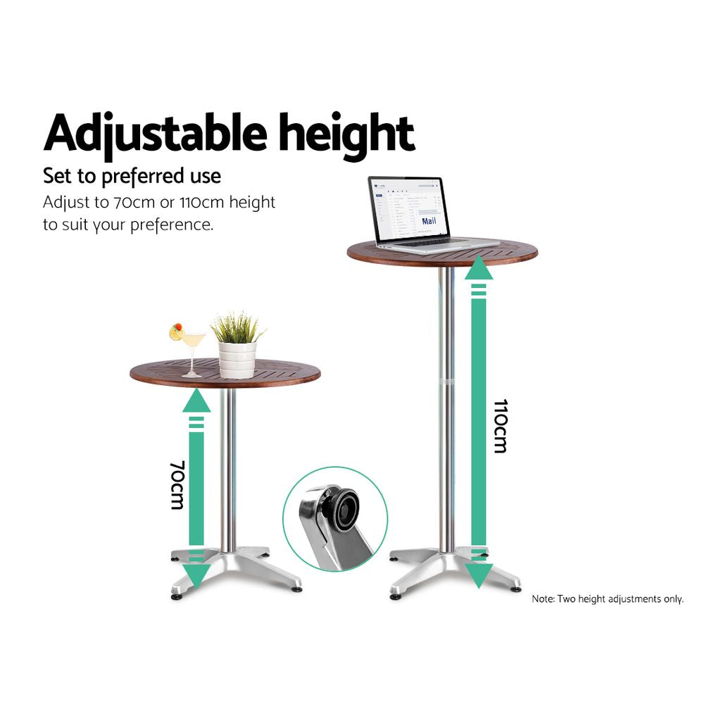 Table & Bar Stools: Gardeon 3-Piece Outdoor Bar Set Bistro Table Stools Adjustable Wooden Cafe