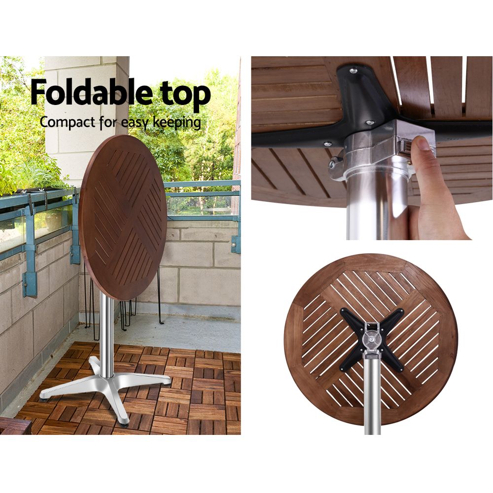 Table & Bar Stools: Gardeon 3-Piece Outdoor Bar Set Bistro Table Stools Adjustable Wooden Cafe