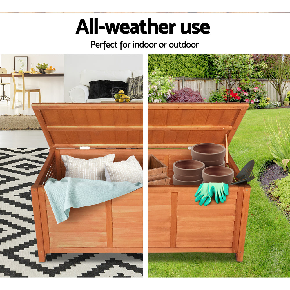 Outdoor Chairs: Gardeon Outdoor Storage Bench Box 210L Wooden Patio Furniture Garden Chair Seat