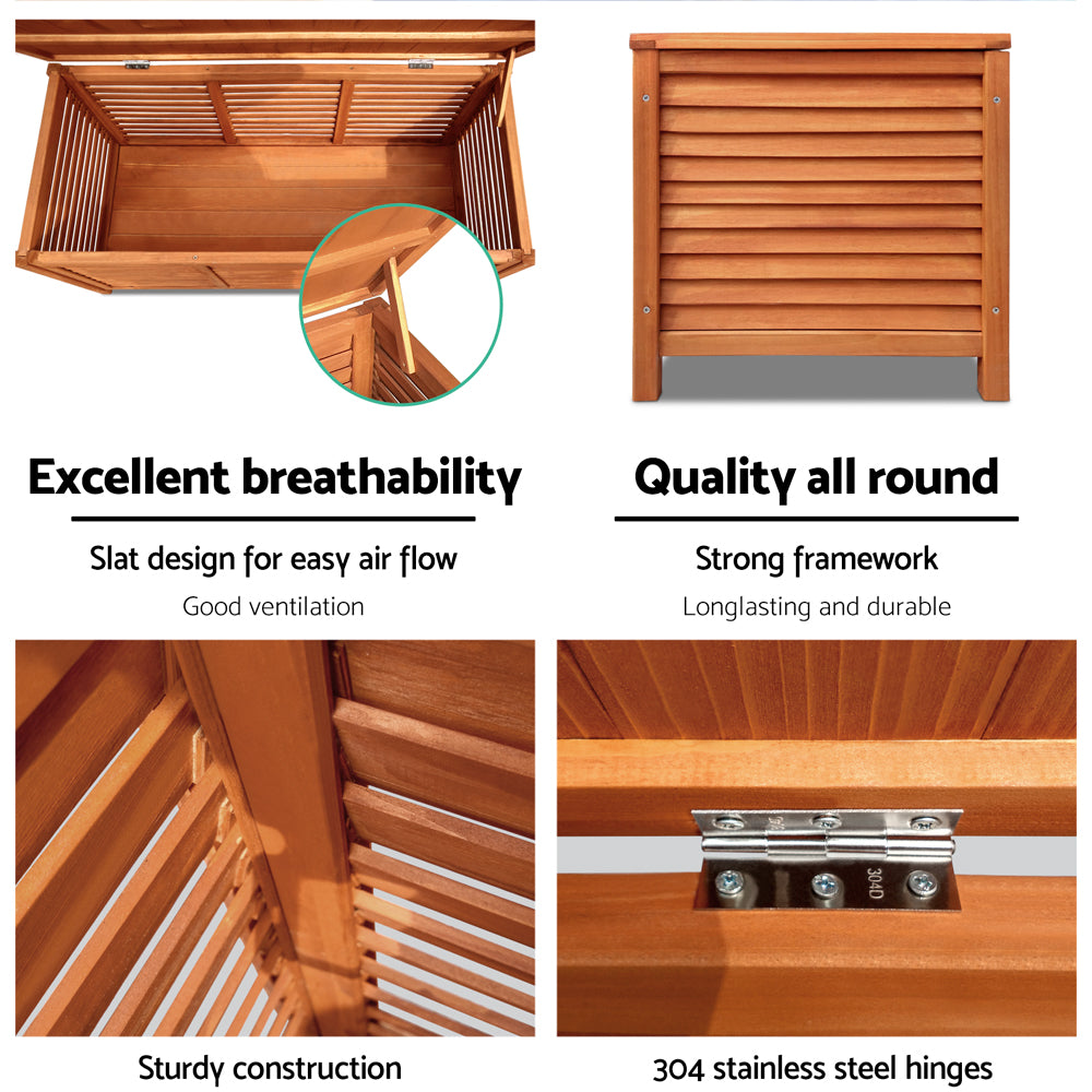 Outdoor Chairs: Gardeon Outdoor Storage Bench Box 210L Wooden Patio Furniture Garden Chair Seat