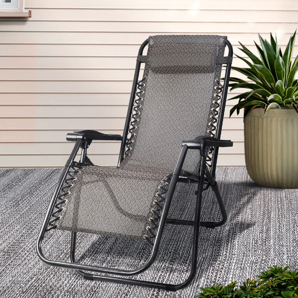 Outdoor Chairs: Gardeon Zero Gravity Chair Folding Outdoor Recliner Adjustable Sun Lounge Camping Beige