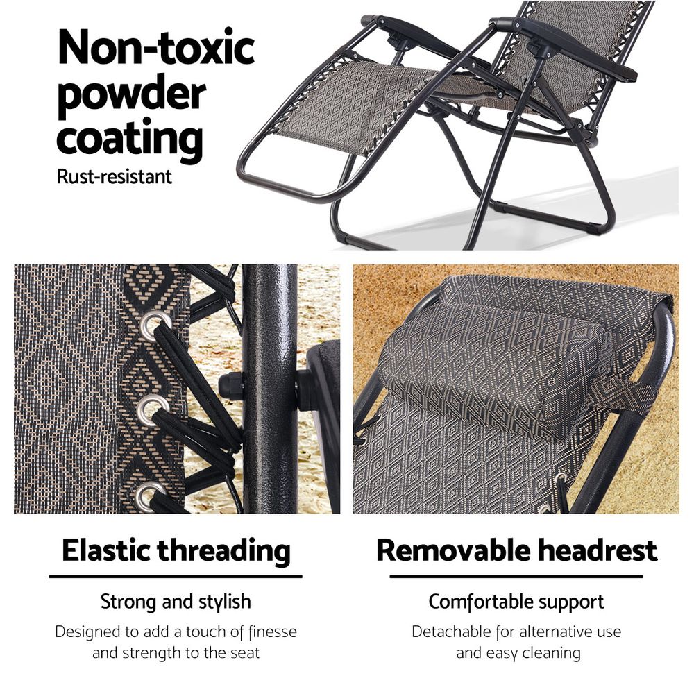 Outdoor Chairs: Gardeon Zero Gravity Chair Folding Outdoor Recliner Adjustable Sun Lounge Camping Beige