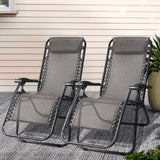 Outdoor Chairs: Gardeon 2PC Zero Gravity Chair Folding Outdoor Recliner Adjustable Sun Lounge Camping Beige
