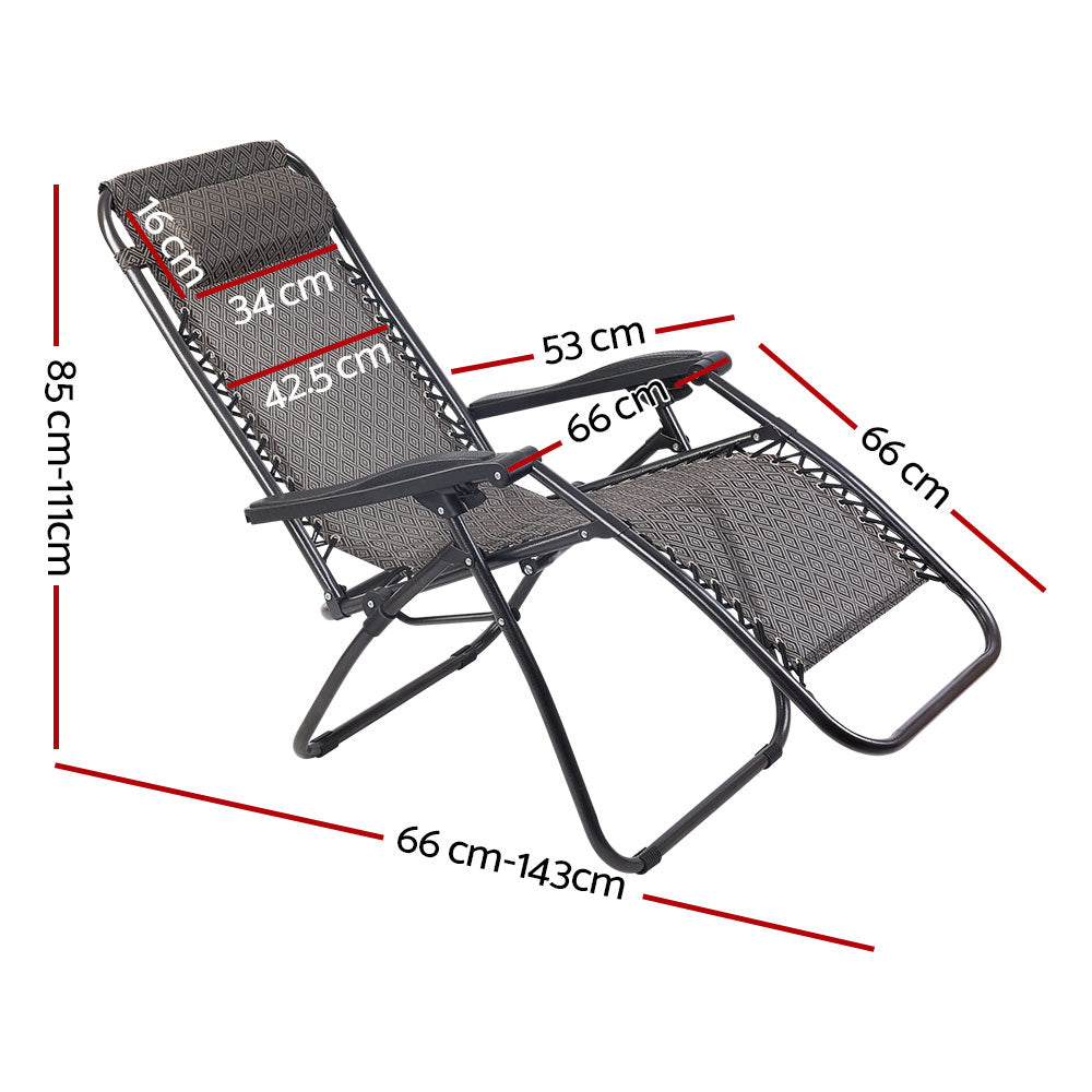 Outdoor Chairs: Gardeon 2PC Zero Gravity Chair Folding Outdoor Recliner Adjustable Sun Lounge Camping Beige