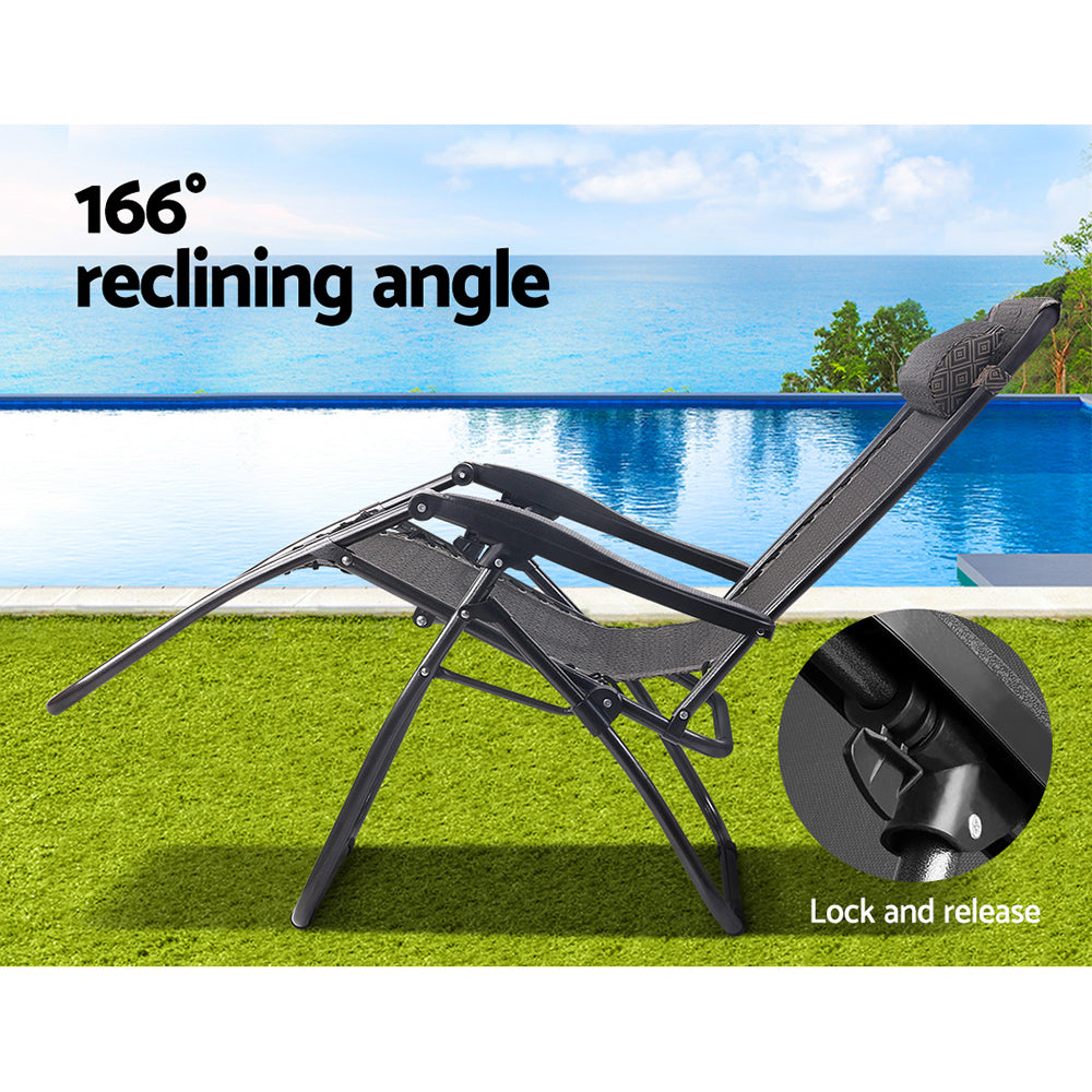 Outdoor Chairs: Gardeon 2PC Zero Gravity Chair Folding Outdoor Recliner Adjustable Sun Lounge Camping Beige