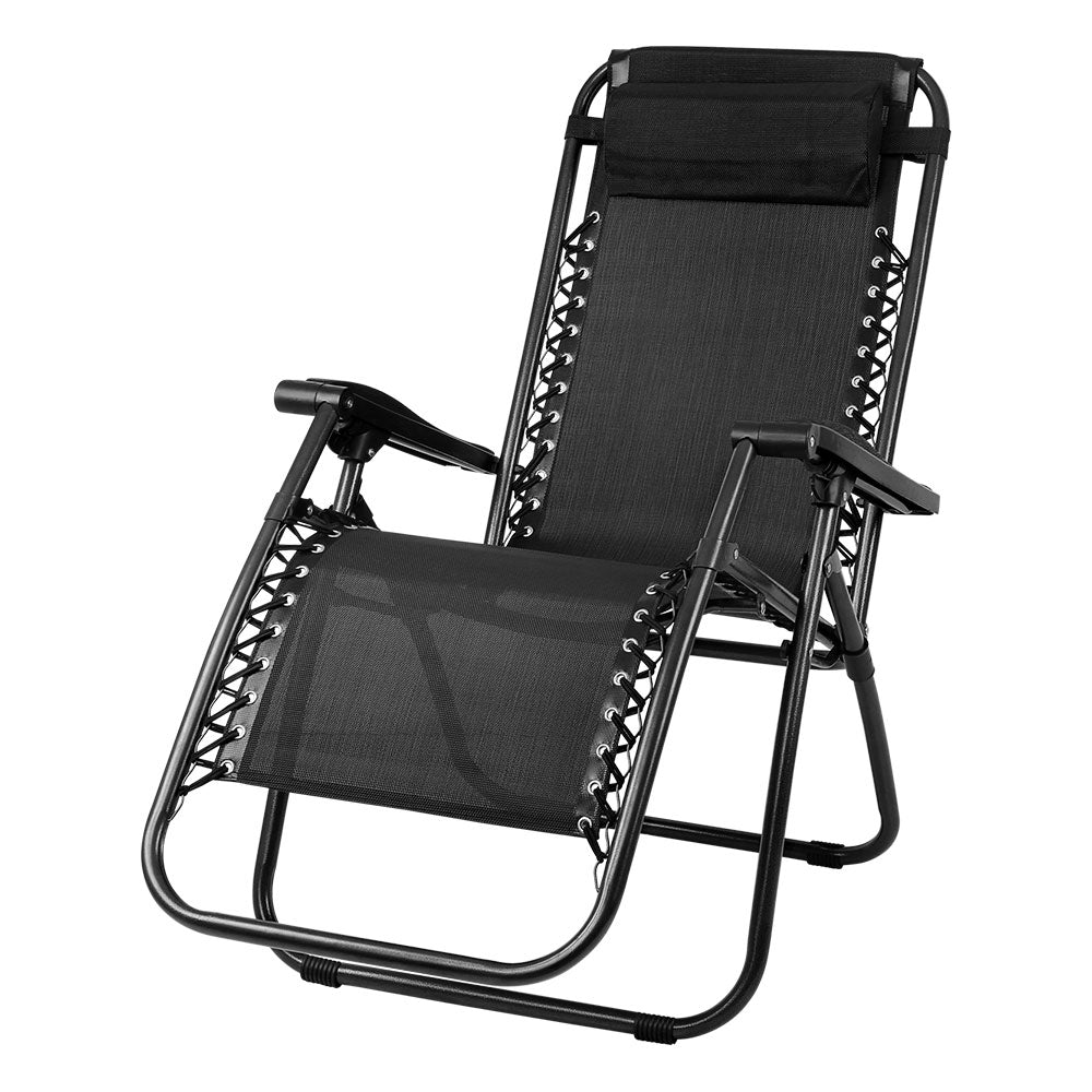 Outdoor Chairs: Gardeon Zero Gravity Chair Folding Outdoor Recliner Adjustable Sun Lounge Camping Black