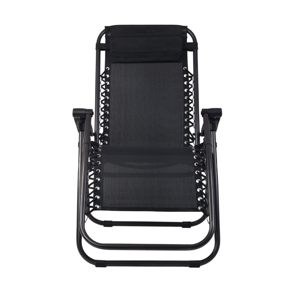 Outdoor Chairs: Gardeon 2PC Zero Gravity Chair Folding Outdoor Recliner Adjustable Sun Lounge Camping Black