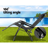 Outdoor Chairs: Gardeon 2PC Zero Gravity Chair Folding Outdoor Recliner Adjustable Sun Lounge Camping Black