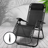 Outdoor Chairs: Gardeon 2PC Zero Gravity Chair Folding Outdoor Recliner Adjustable Sun Lounge Camping Black