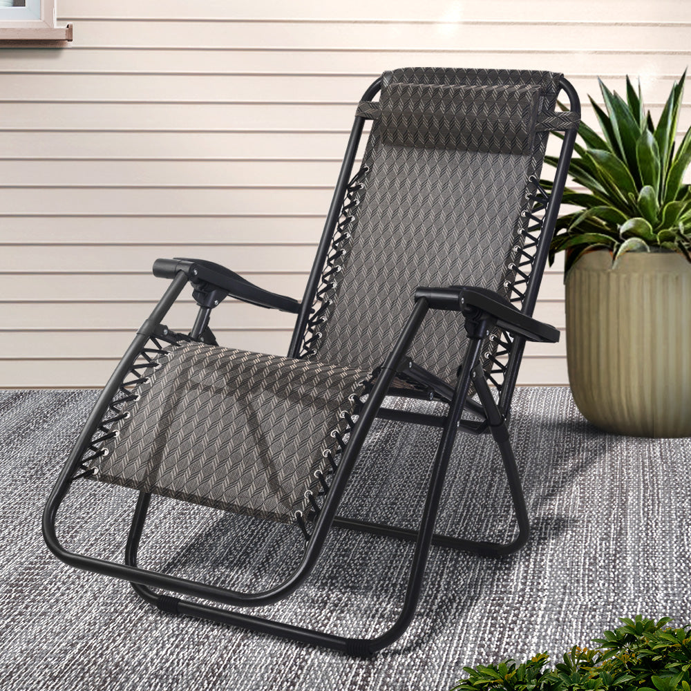 Outdoor Chairs: Gardeon Zero Gravity Chair Folding Outdoor Recliner Adjustable Sun Lounge Camping Grey