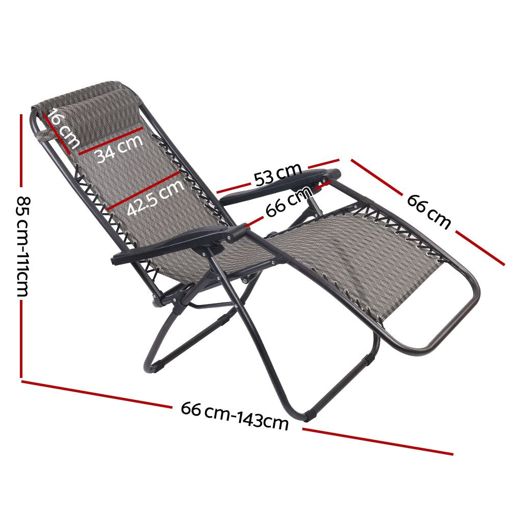 Outdoor Chairs: Gardeon Zero Gravity Chair Folding Outdoor Recliner Adjustable Sun Lounge Camping Grey
