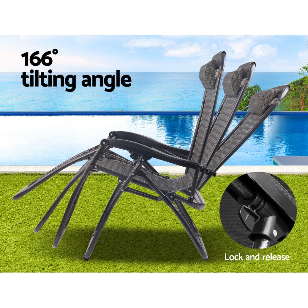 Outdoor Chairs: Gardeon Zero Gravity Chair Folding Outdoor Recliner Adjustable Sun Lounge Camping Grey