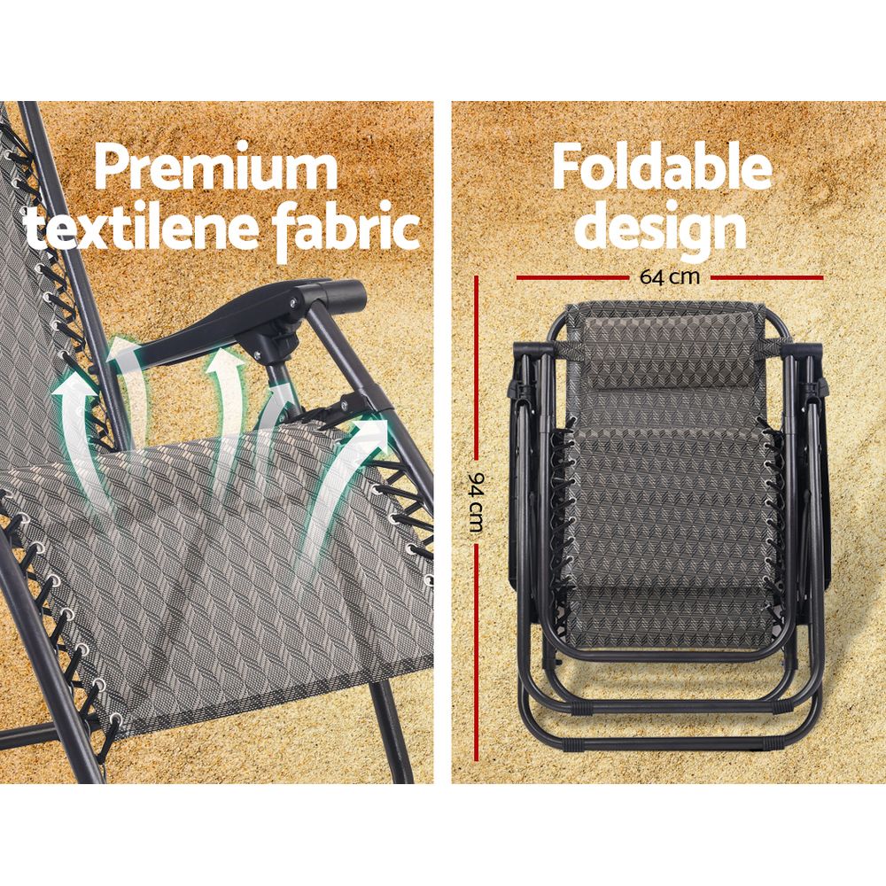 Outdoor Chairs: Gardeon Zero Gravity Chair Folding Outdoor Recliner Adjustable Sun Lounge Camping Grey