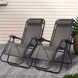 Outdoor Chairs: Gardeon 2PC Zero Gravity Chair Folding Outdoor Recliner Adjustable Sun Lounge Camping Grey