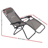 Outdoor Chairs: Gardeon 2PC Zero Gravity Chair Folding Outdoor Recliner Adjustable Sun Lounge Camping Grey