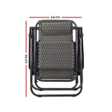 Outdoor Chairs: Gardeon 2PC Zero Gravity Chair Folding Outdoor Recliner Adjustable Sun Lounge Camping Grey