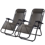 Outdoor Chairs: Gardeon 2PC Zero Gravity Chair Folding Outdoor Recliner Adjustable Sun Lounge Camping Grey