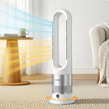 Electric Heaters: Devanti Bladeless Tower Fan Heater and Cooler 2in1 Portable Oscillation Fan for Bedroom Room Office Use White