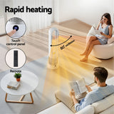 Electric Heaters: Devanti Bladeless Tower Fan Heater and Cooler 2in1 Portable Oscillation Fan for Bedroom Room Office Use White