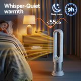 Electric Heaters: Devanti Bladeless Tower Fan Heater and Cooler 2in1 Portable Oscillation Fan for Bedroom Room Office Use White