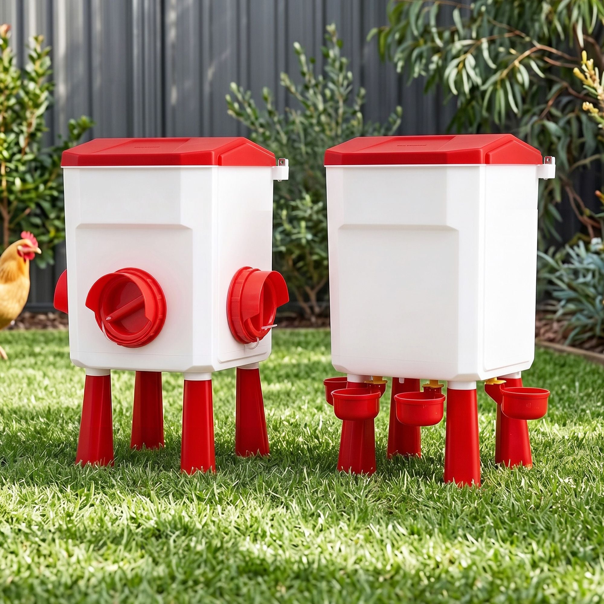 Giantz 12kg Chicken Feeder and 11L Waterer Set Large Capacity Poultry Drinker Kit