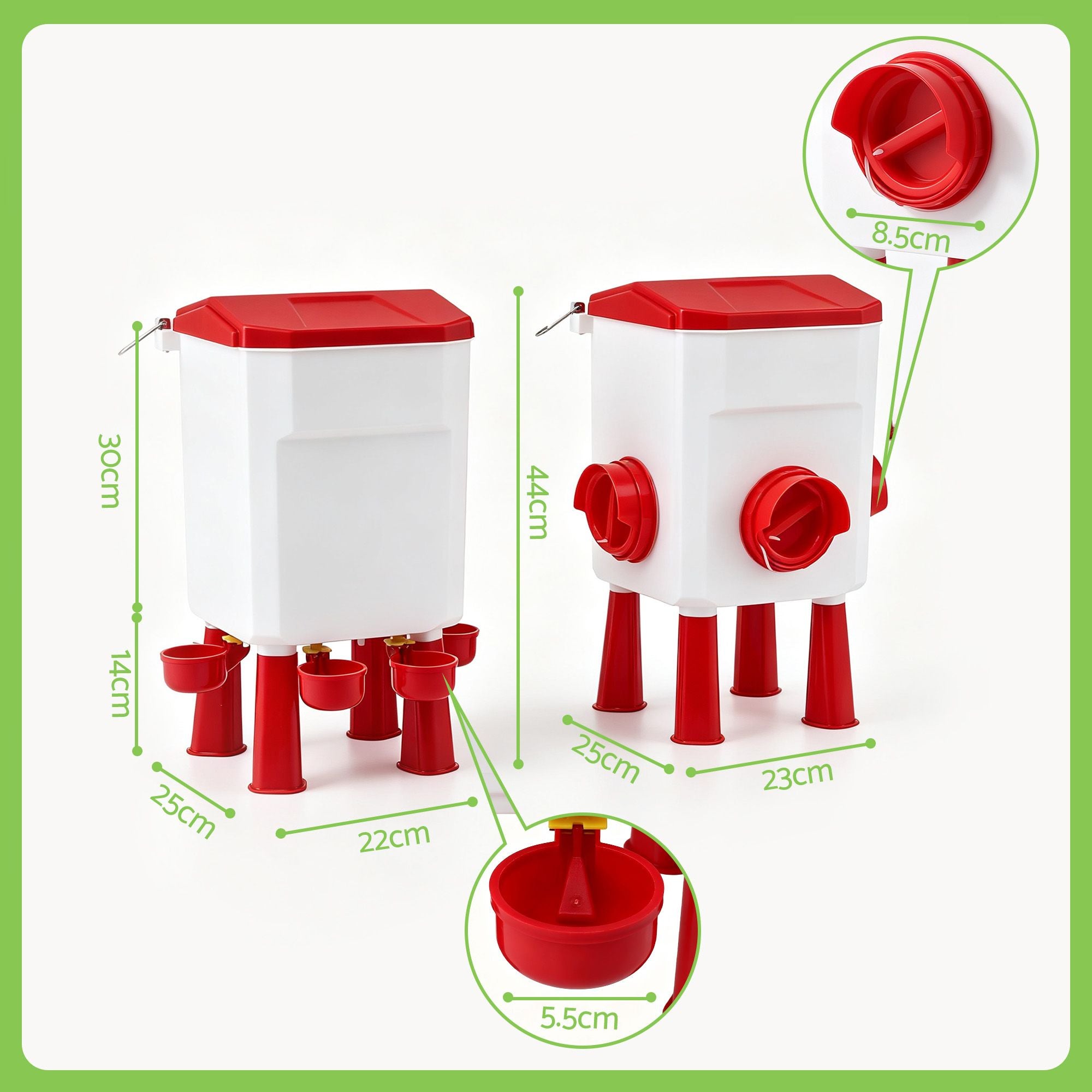 Giantz 12kg Chicken Feeder and 11L Waterer Set Large Capacity Poultry Drinker Kit