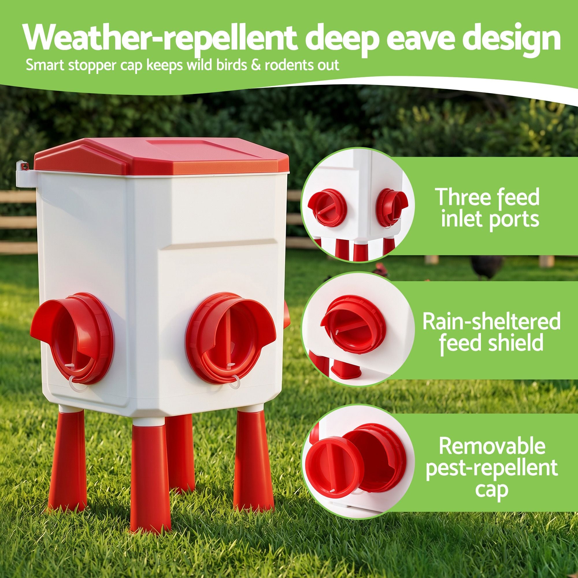 Giantz 12kg Chicken Feeder and 11L Waterer Set Large Capacity Poultry Drinker Kit