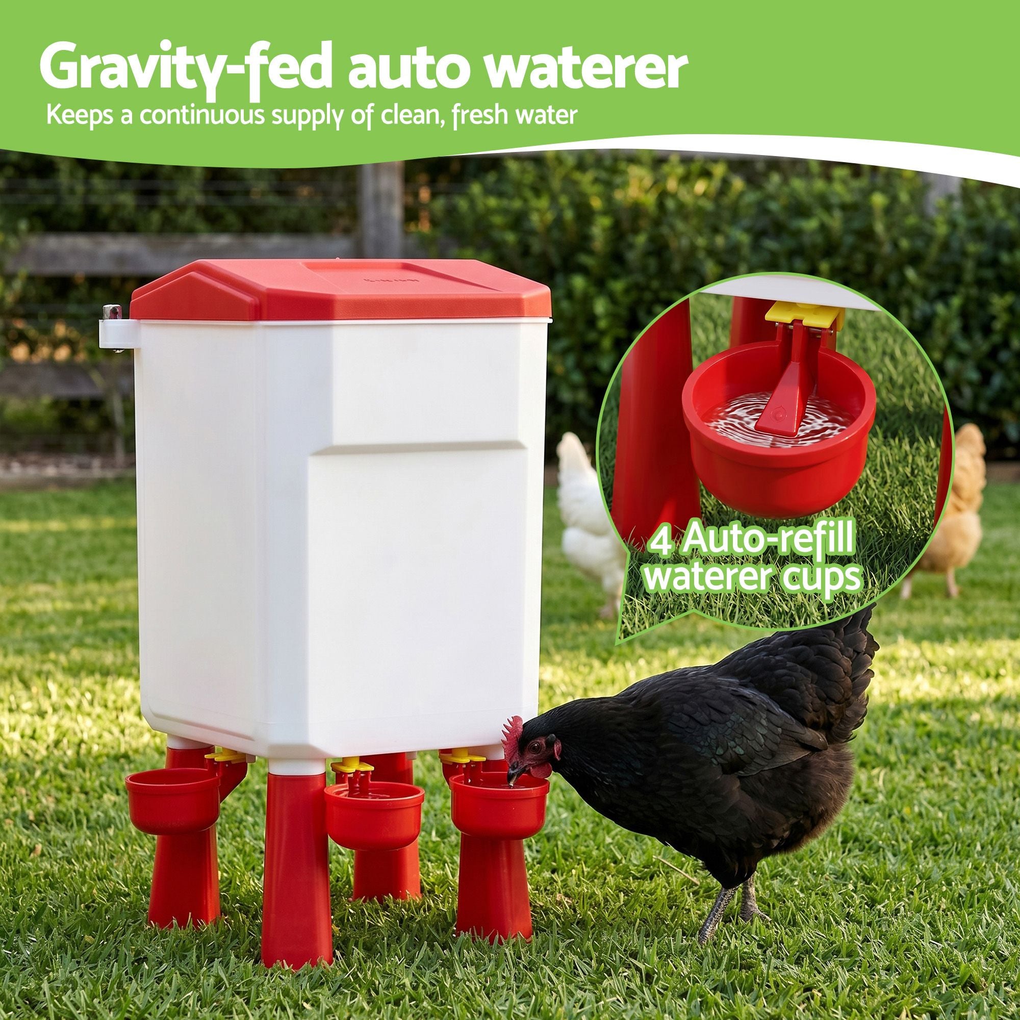 Giantz 12kg Chicken Feeder and 11L Waterer Set Large Capacity Poultry Drinker Kit