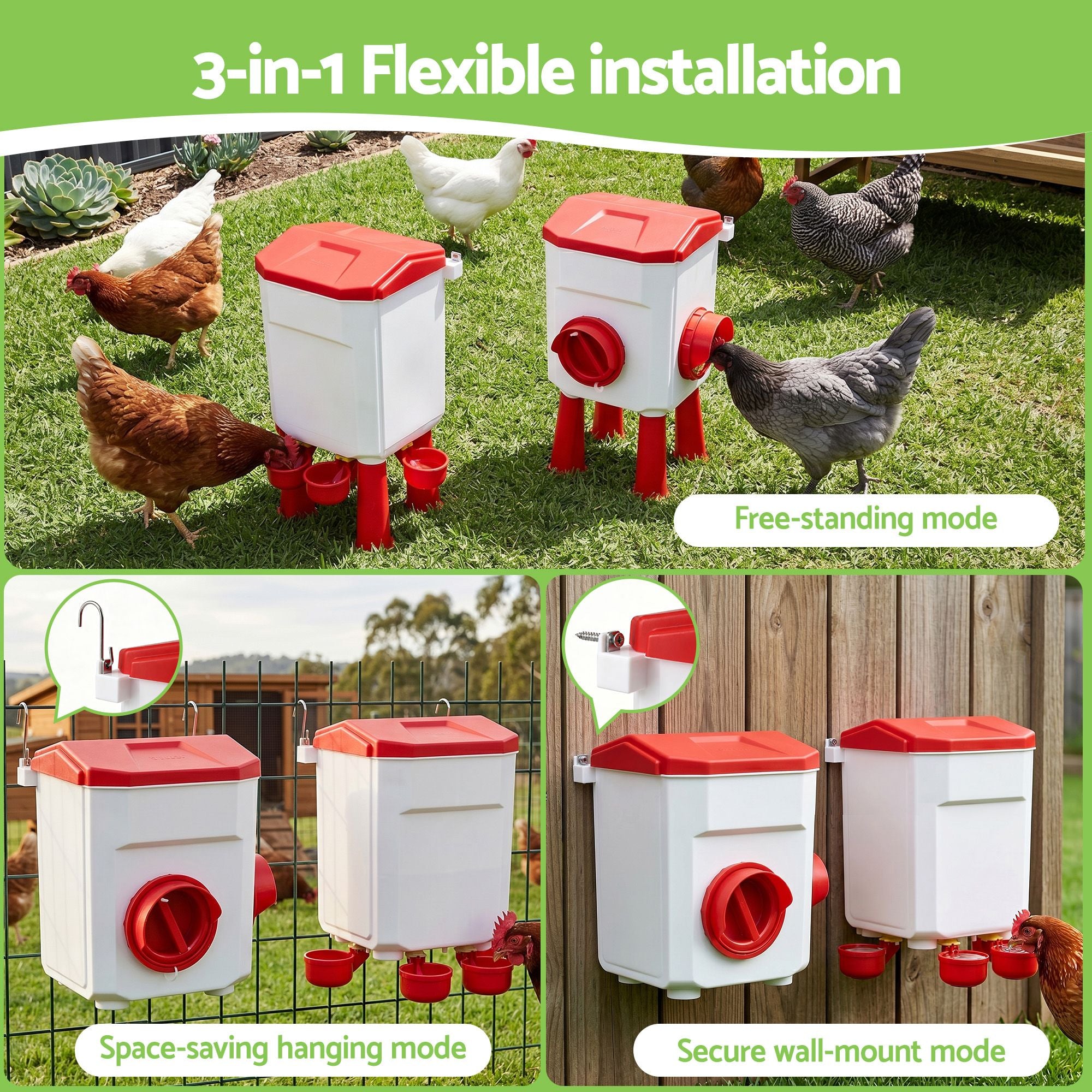 Giantz 8kg Chicken Feeder and 7L Waterer Set Large Capacity Poultry Drinker Kit
