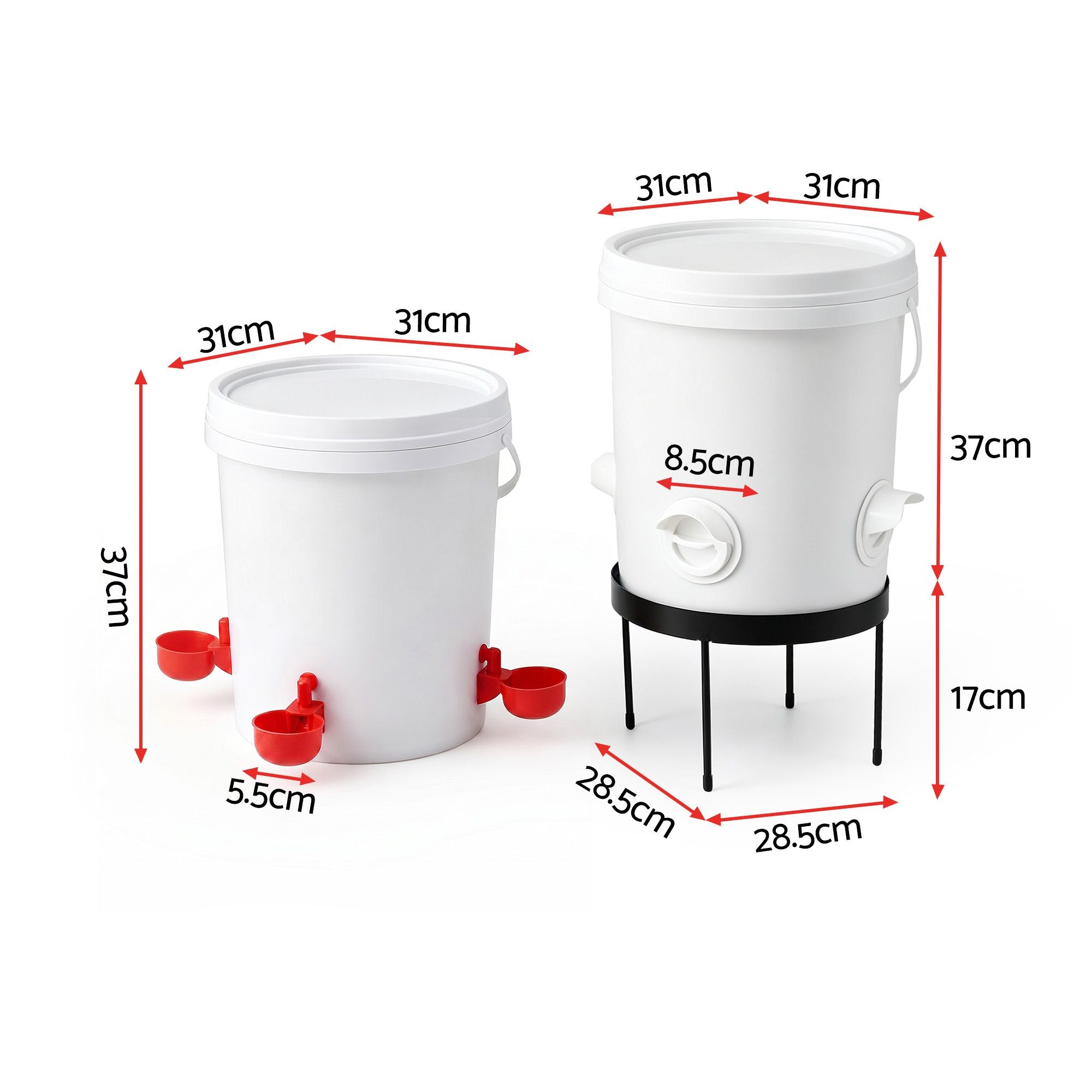 Giantz 20L X2 Chicken Feeder Waterer Set Automatic Poultry Dispenser Metal Stand