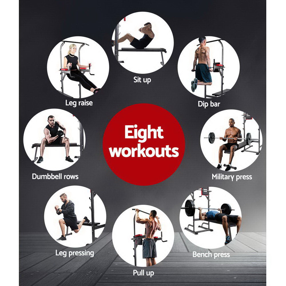 Exercise Benches: Everfit Weight Bench Chin Up Bar Bench Press Home Gym 380kg Capacity