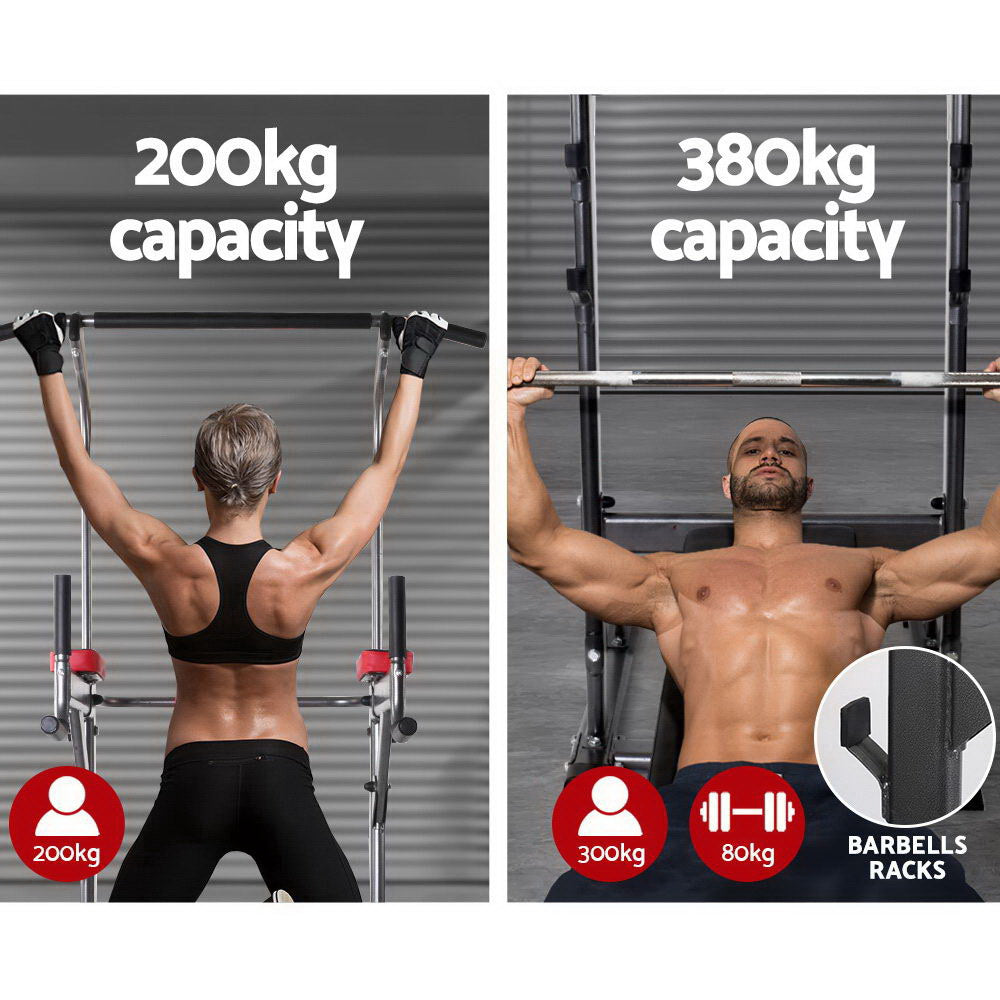 Exercise Benches: Everfit Weight Bench Chin Up Bar Bench Press Home Gym 380kg Capacity