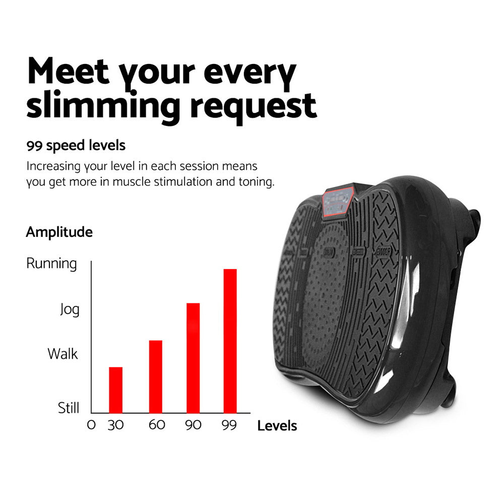 Vibration Exercise Machines: Everfit Vibration Machine Platform Vibrator Resistance Rope Home Fitness Black
