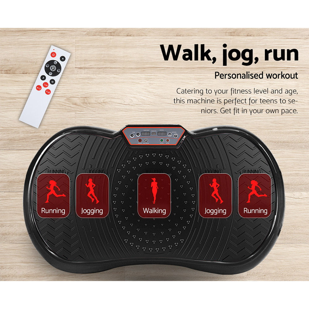 Vibration Exercise Machines: Everfit Vibration Machine Platform Vibrator Resistance Rope Home Fitness Black