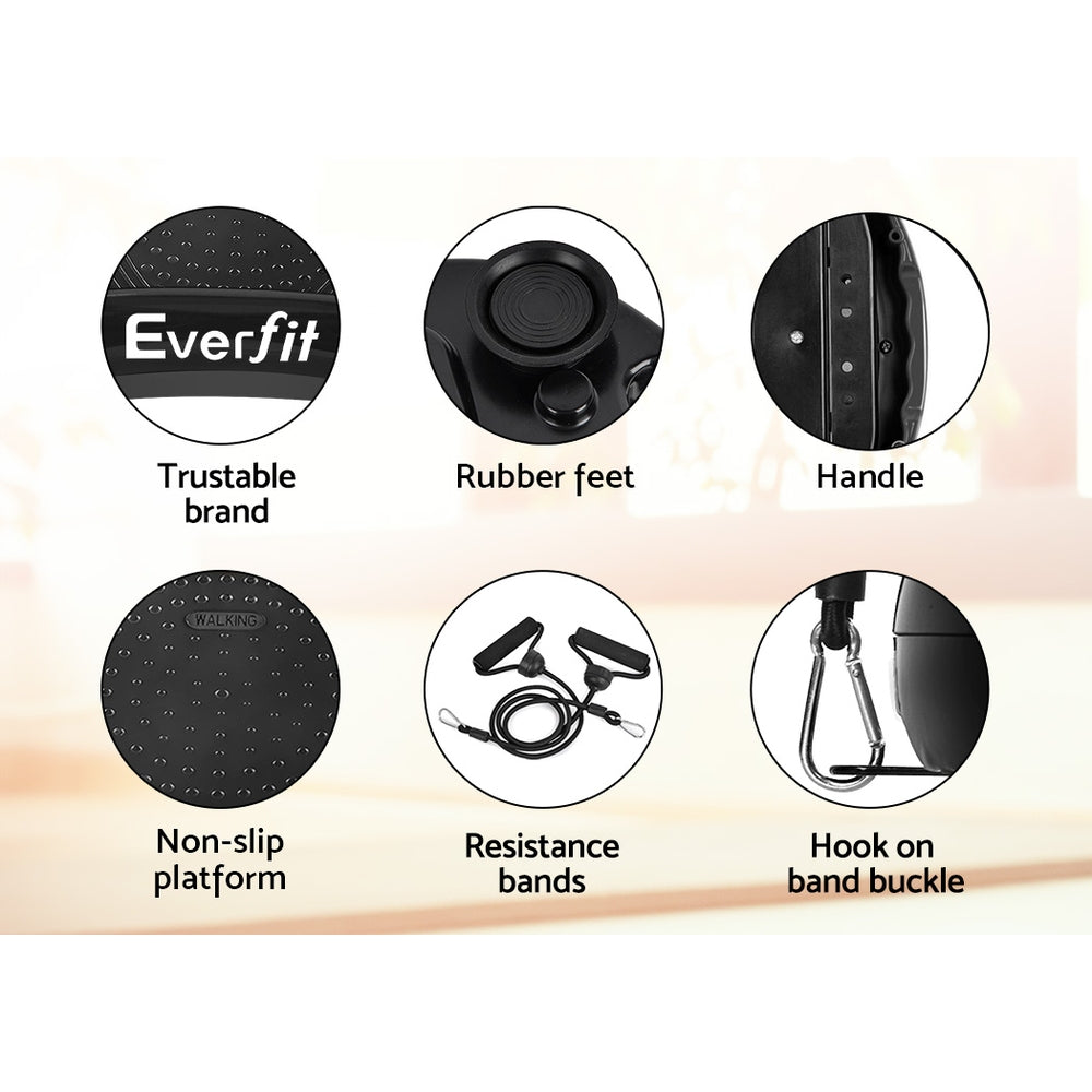 Vibration Exercise Machines: Everfit Vibration Machine Platform Vibrator Resistance Rope Home Fitness Black