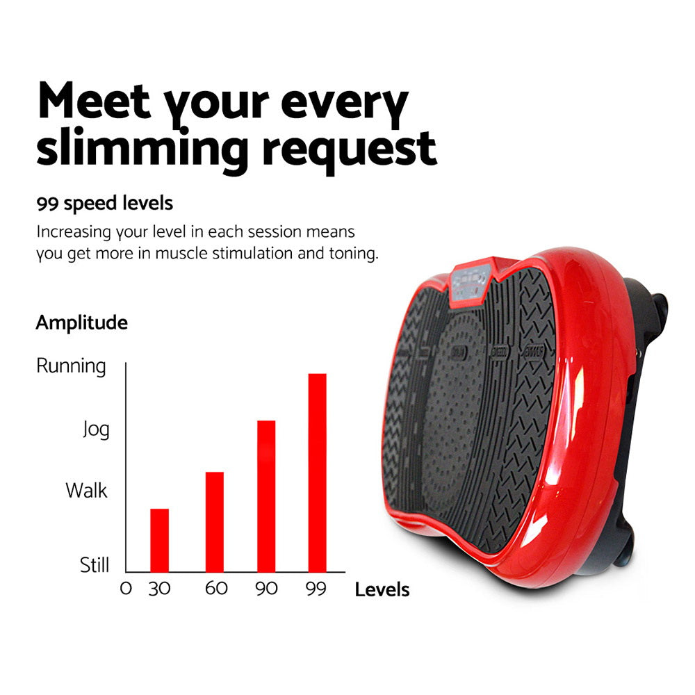 Vibration Exercise Machines: Everfit Vibration Machine Platform Vibrator Resistance Rope Home Fitness Red