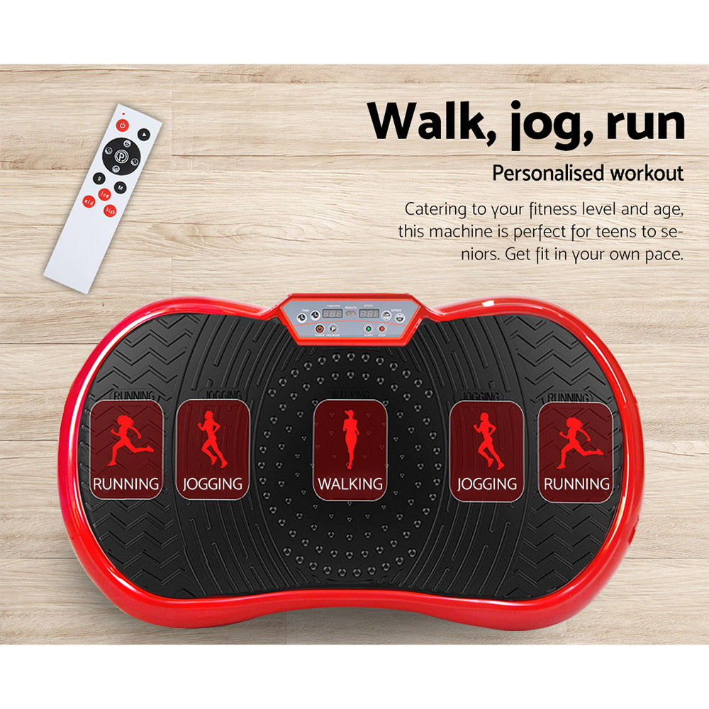 Vibration Exercise Machines: Everfit Vibration Machine Platform Vibrator Resistance Rope Home Fitness Red