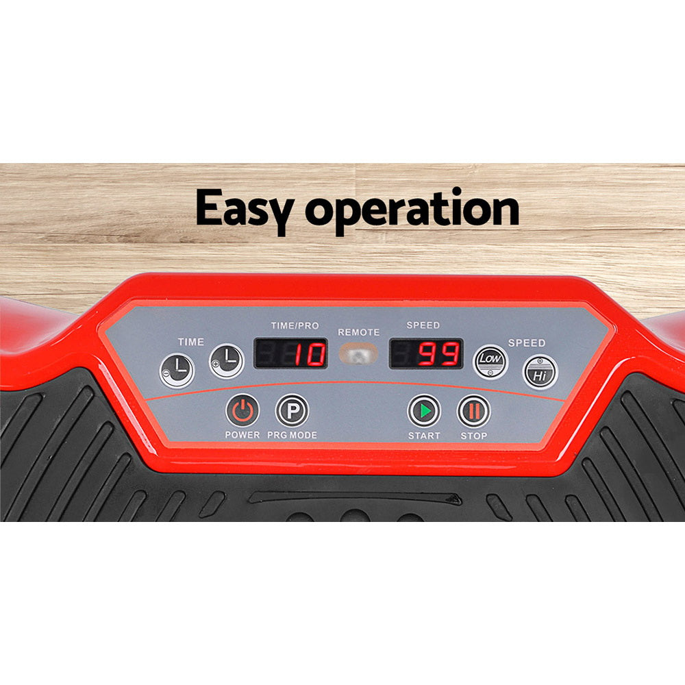 Vibration Exercise Machines: Everfit Vibration Machine Platform Vibrator Resistance Rope Home Fitness Red